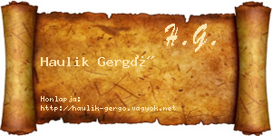 Haulik Gergő névjegykártya